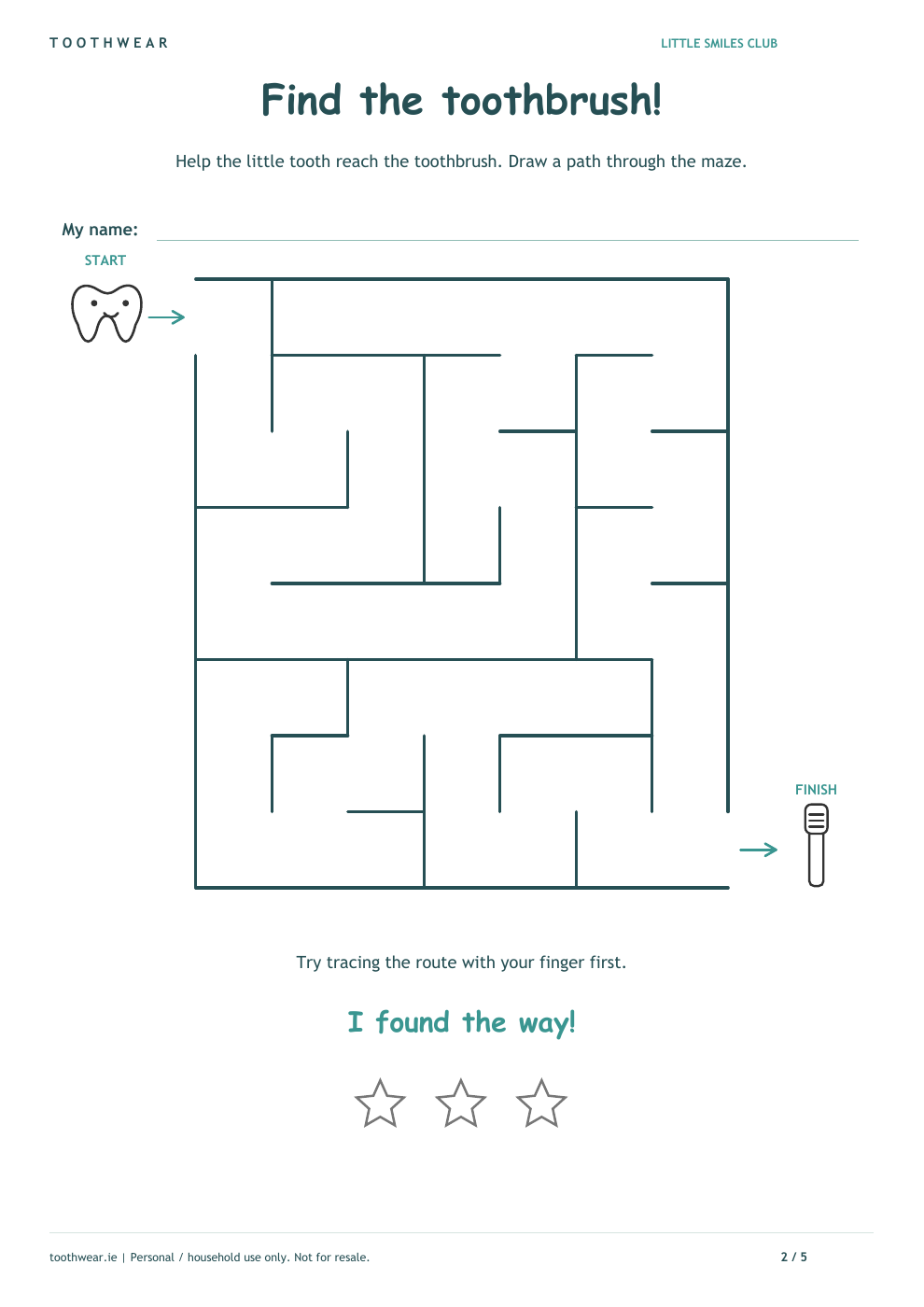 Find the toothbrush printable activity preview