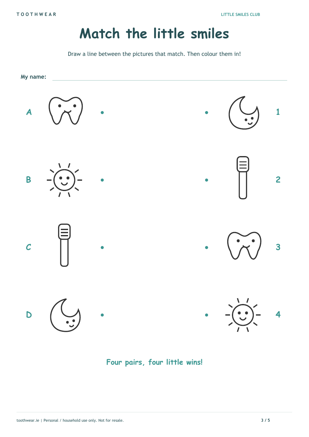 Match the little smiles printable activity preview